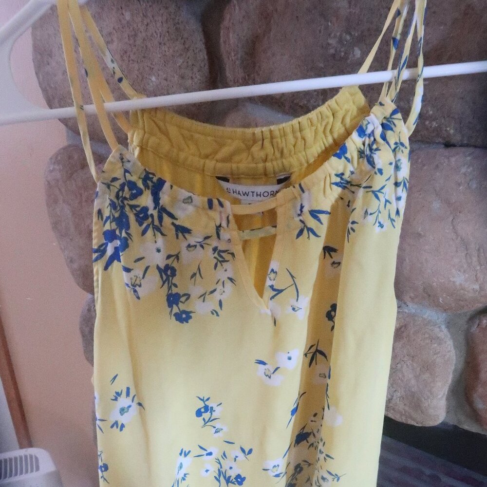 Yellow flowered summer tank shirt